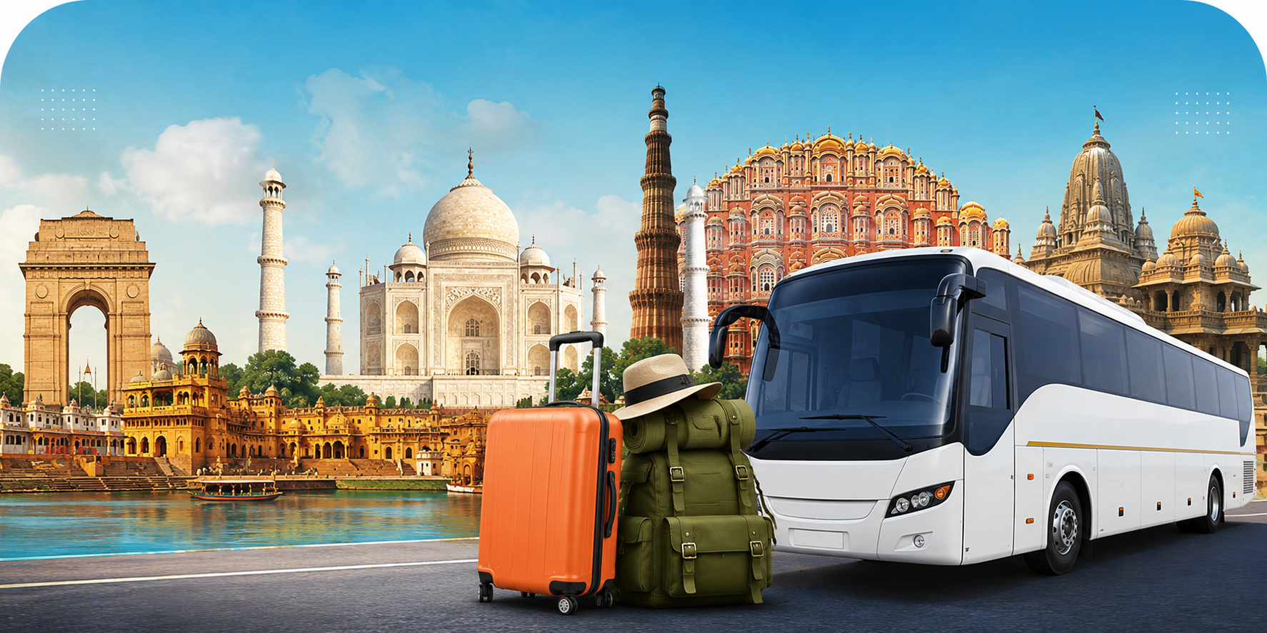 Premium bus travel across India landmarks